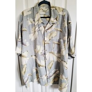 Paradise‎ Coves 3X 100% Silk Linen Shirt Men's Hawaiian Casual Button Up  3X